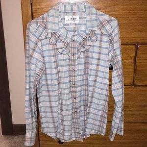 Light blue/brown Western Shirt